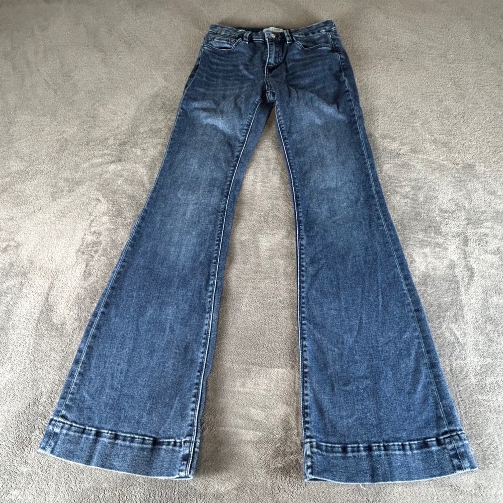 Lovervet Women Dark Wash High Rise Flare Jeans Blue Denim Wide Leg Womens 28 / 7